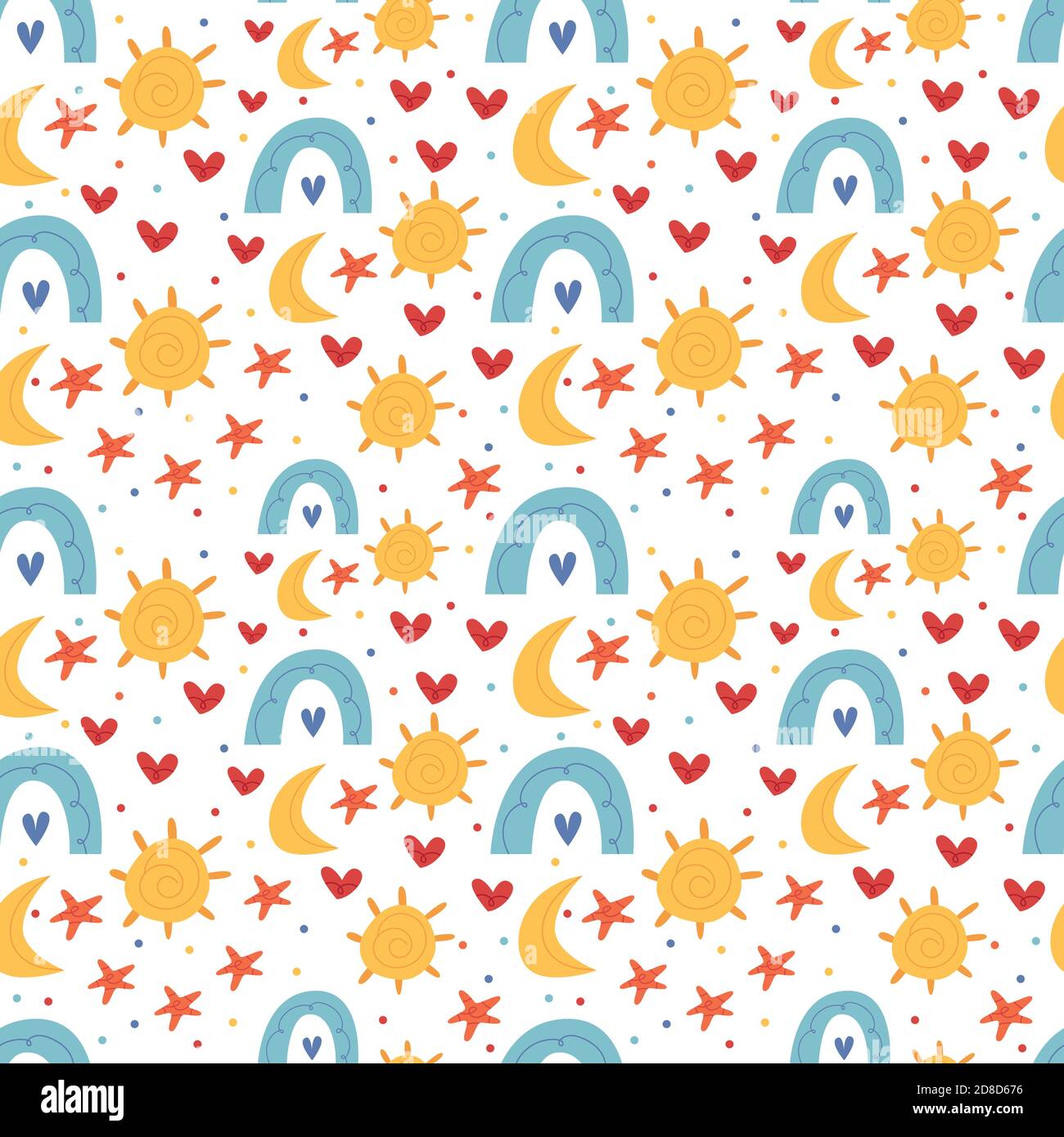 Bright Children S Pattern In Boho Style Sun Moon Stars Rainbow Decor For A Children S Room Illustration For Children S Book Cute Poster Simple Stock Vector Image Art Alamy