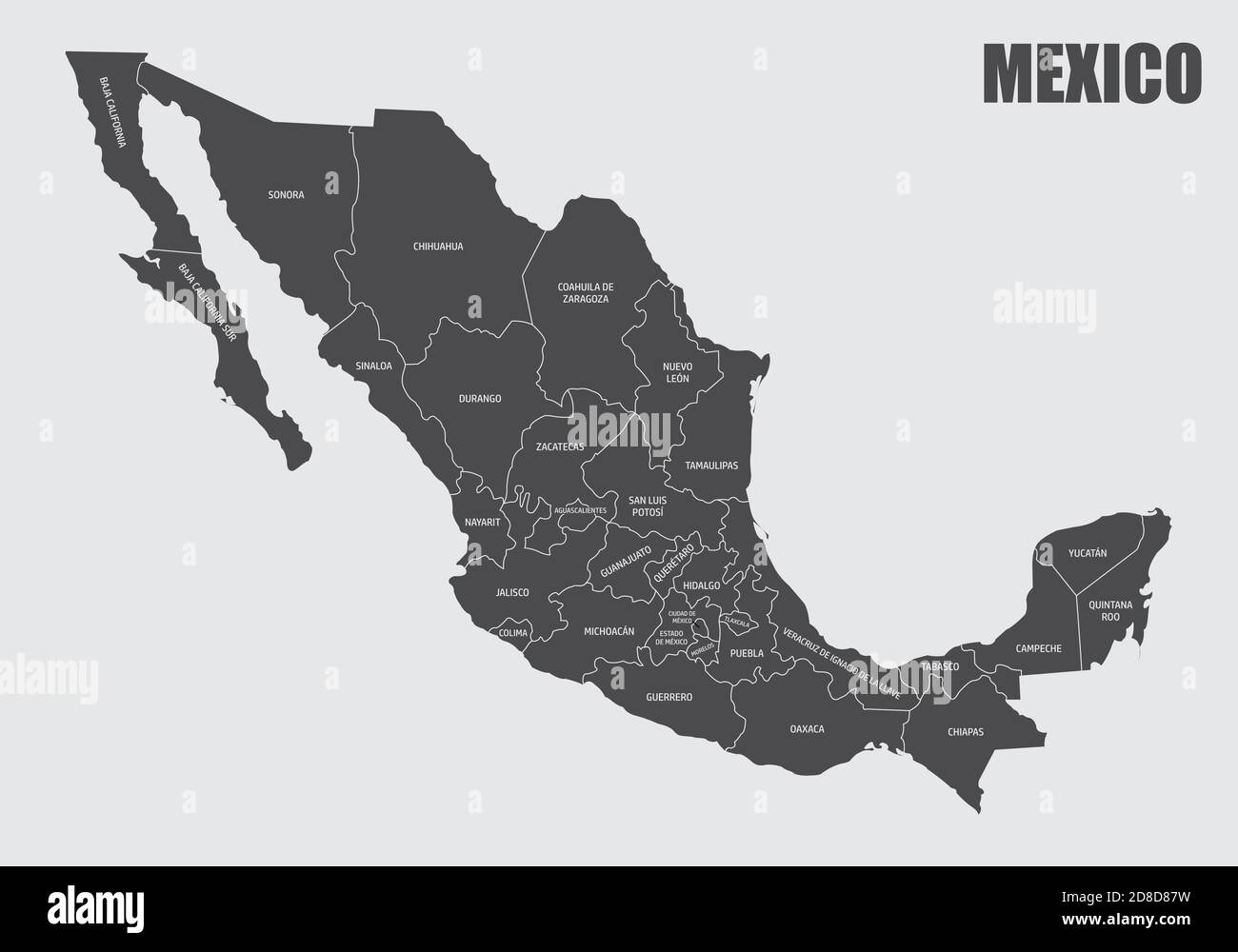 Mexico states map Stock Vector