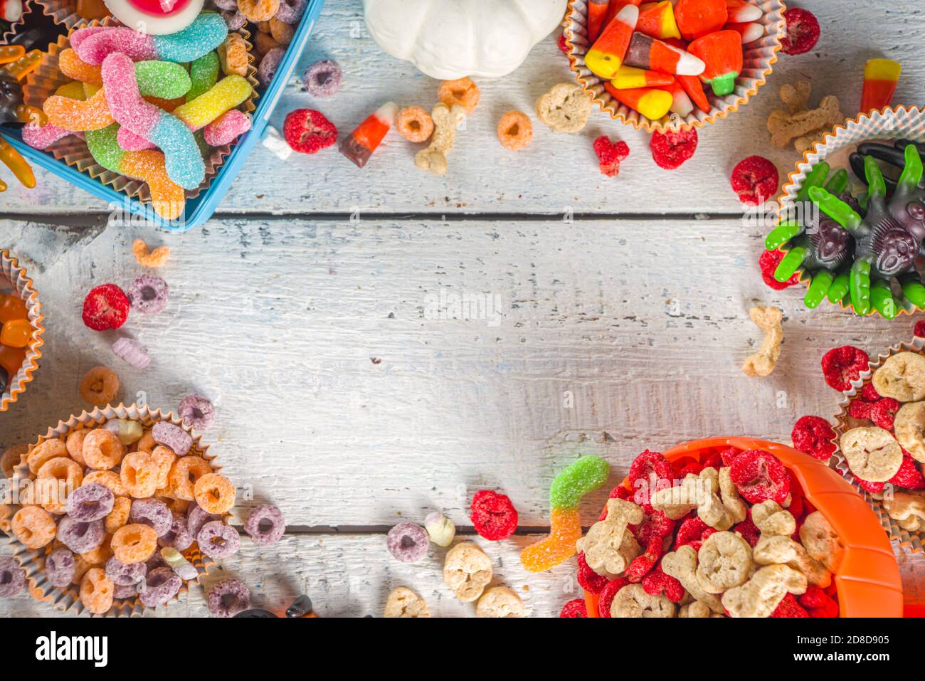 Set of Halloween sweets and candies. Various kids treats for Halloween