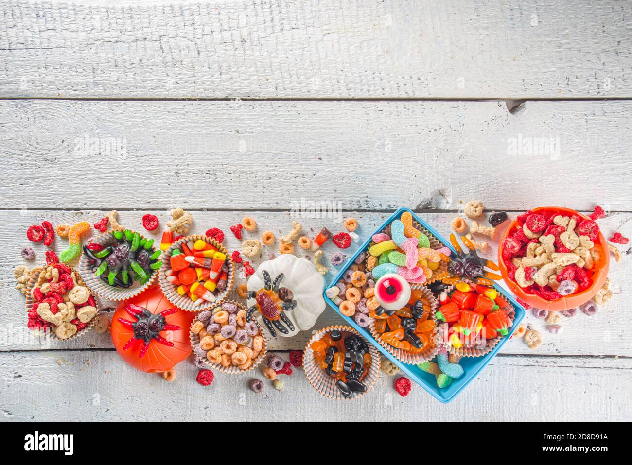 Set of Halloween sweets and candies. Various kids treats for Halloween