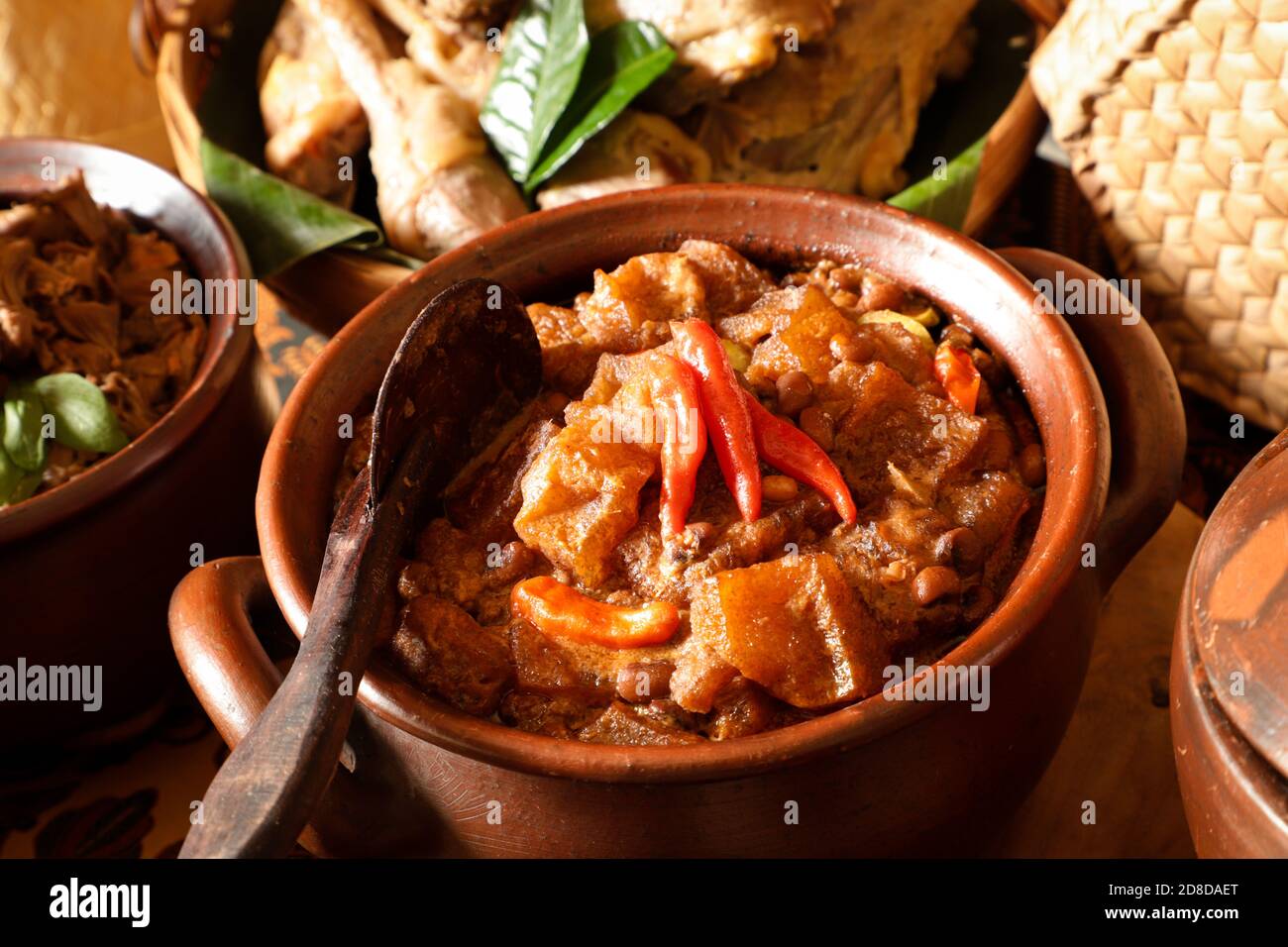 Sambal Goreng Krecek. Javanese spicy stew of cattle skin crakers and red beans Stock Photo