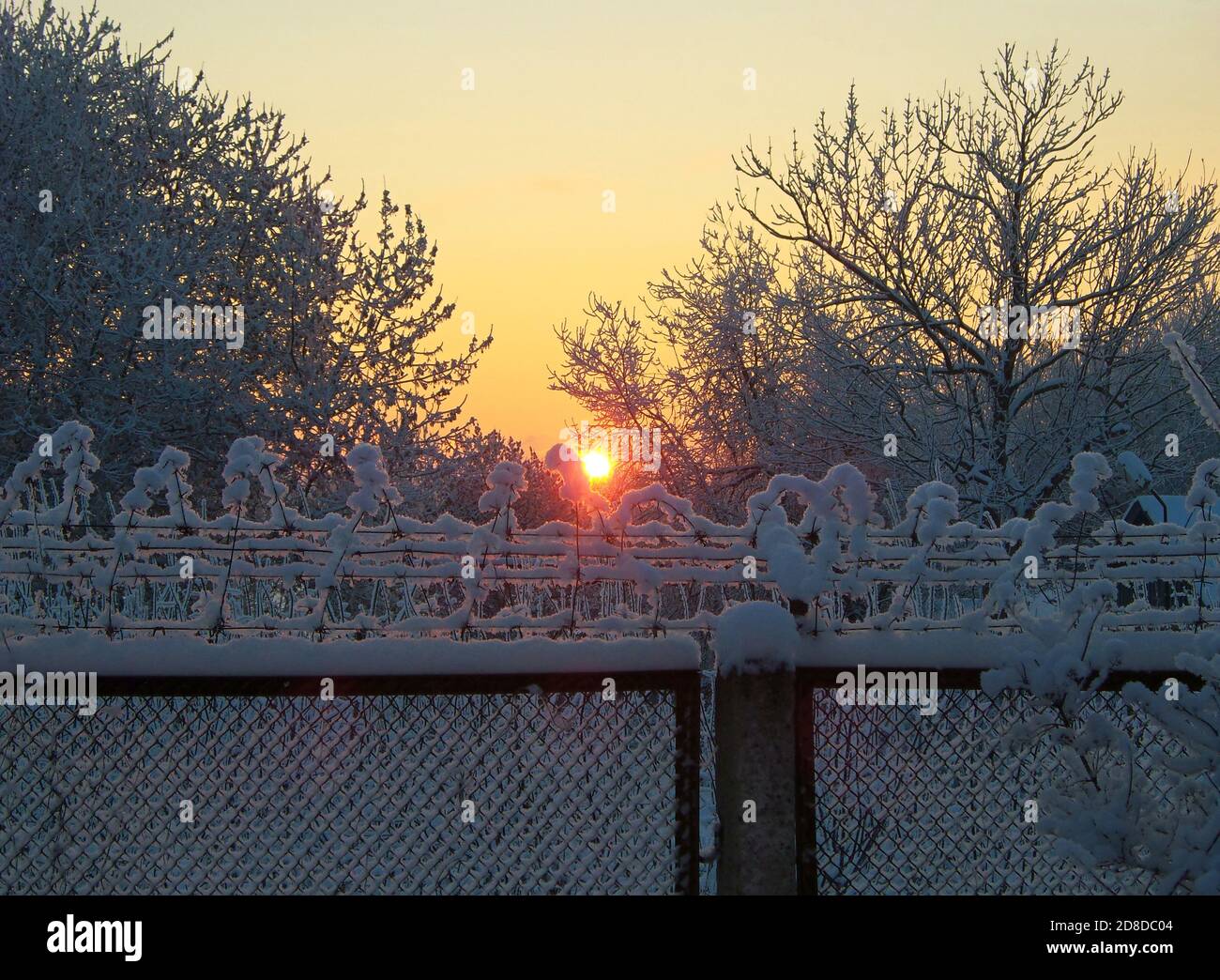 Light of hope from behind barbed wire. Stock Photo