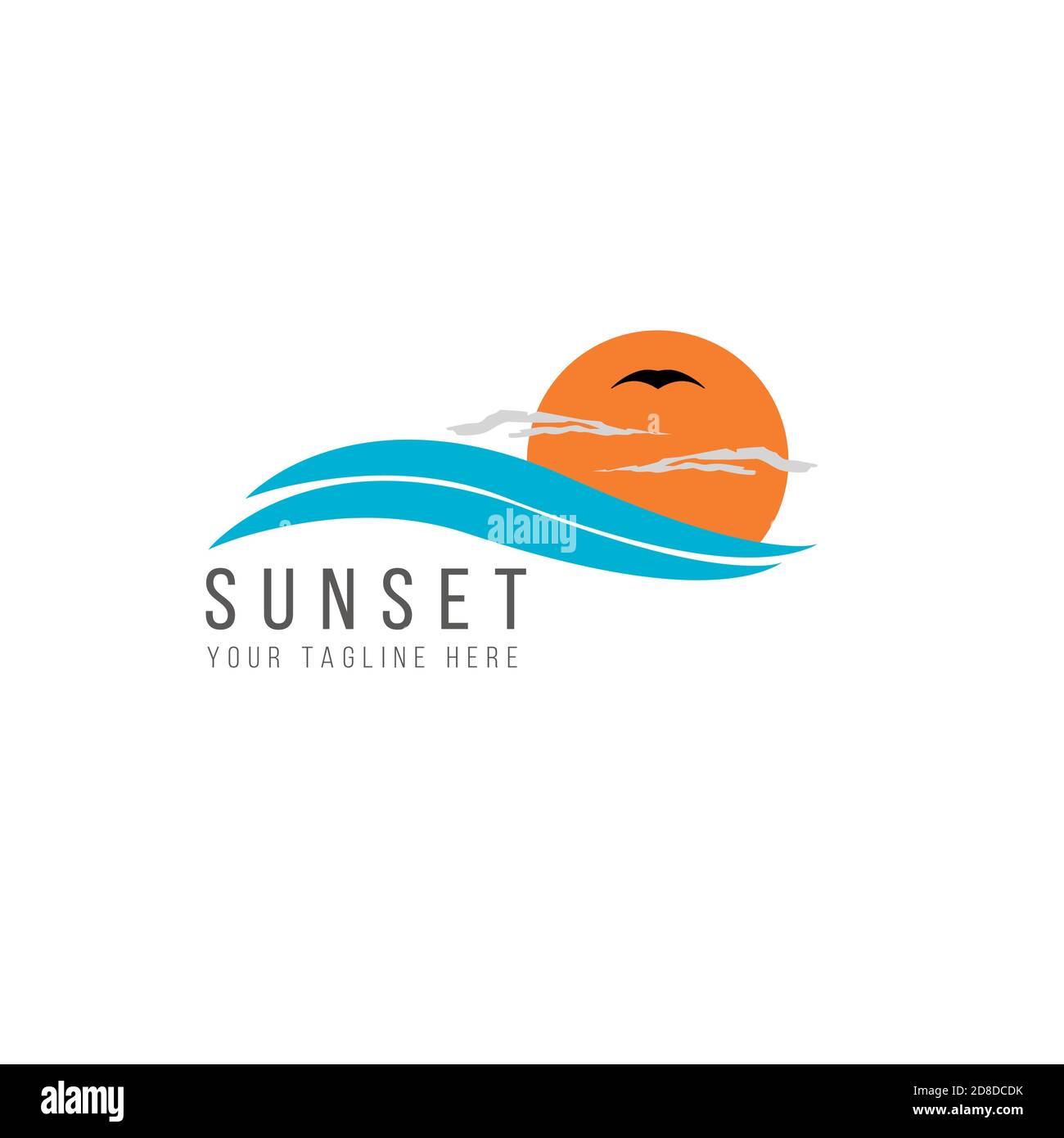 Beautiful sunset logo design. Stock Vector