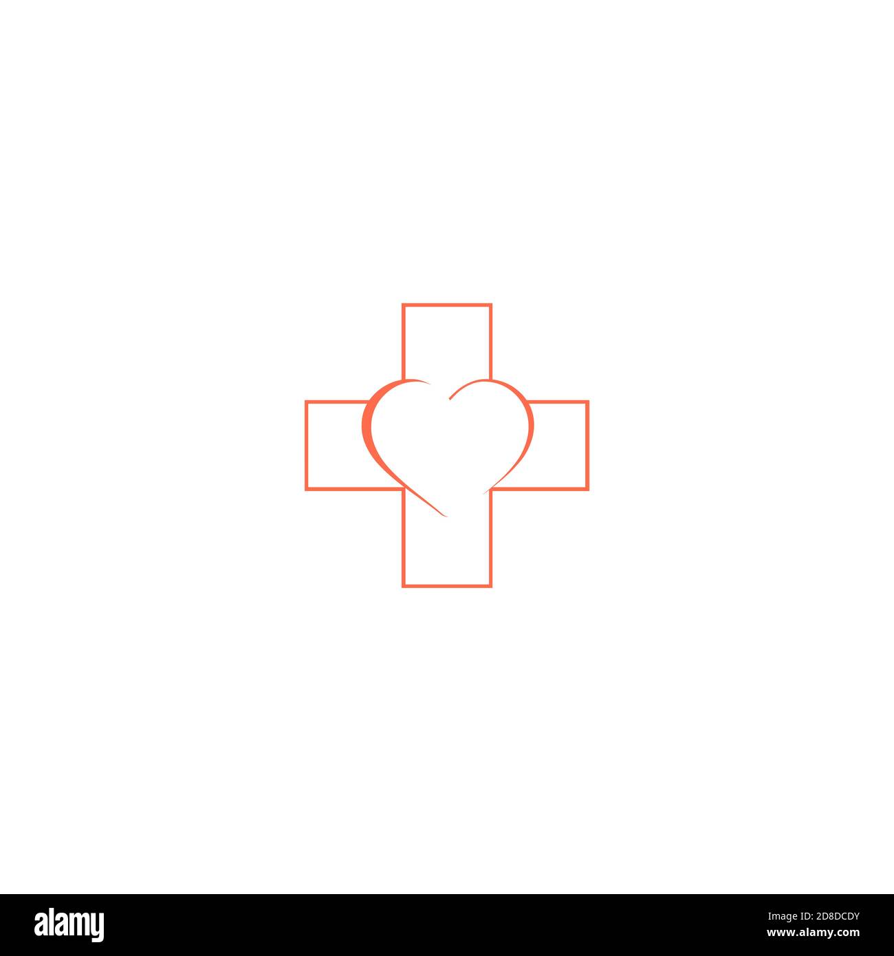 Doctor plus cardiology illustration vector logo design. Stock Vector