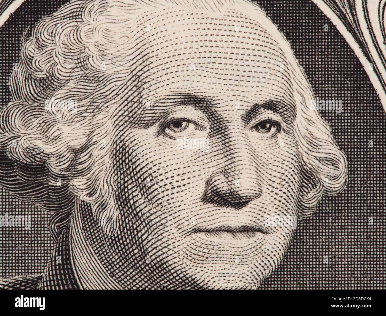 George Washington portrait on the one dollar bill closeup macro Stock Photo
