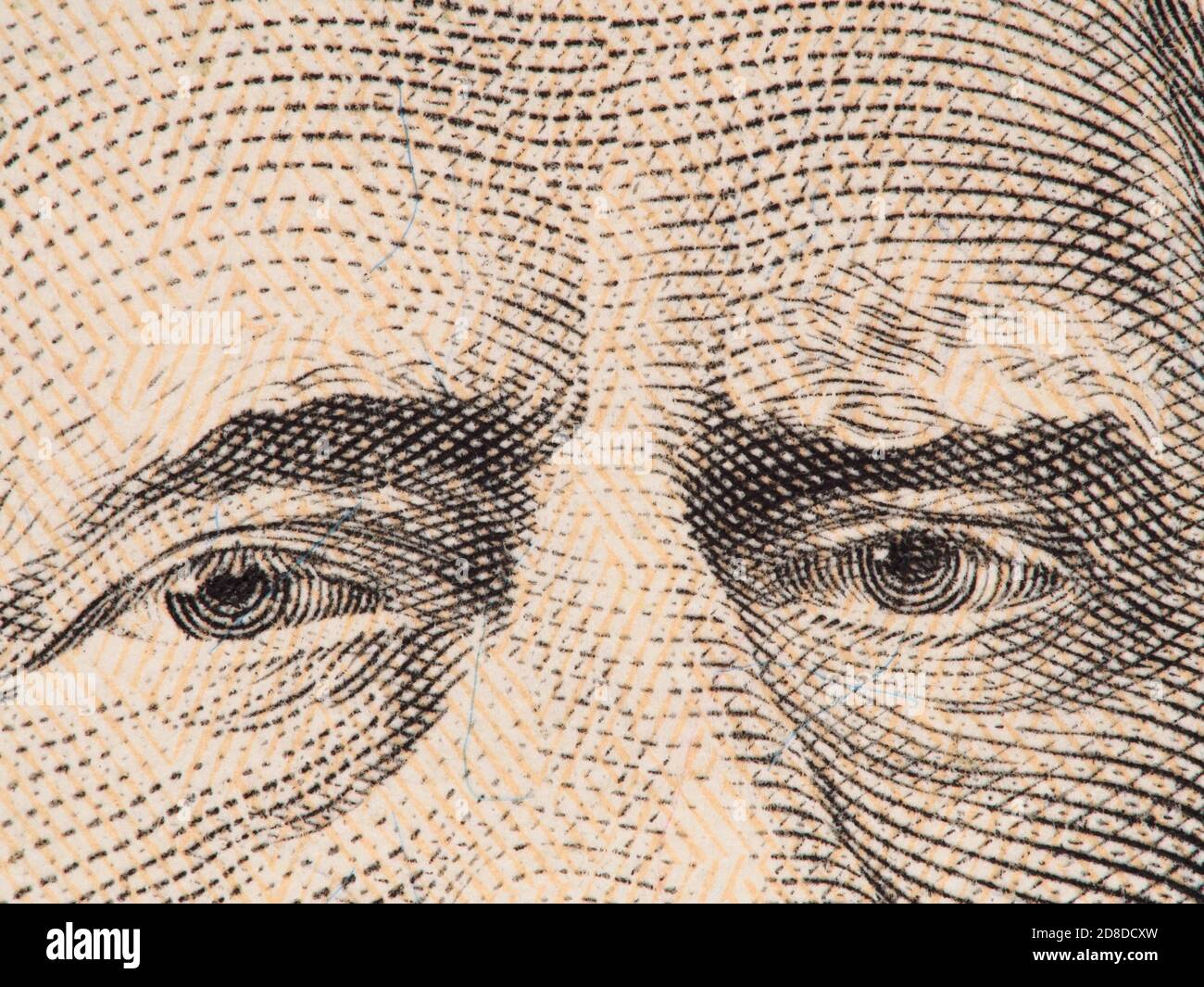 Ulysses Grant eyes extreme macro on US 50 dollar bill, united states money closeup, 2009 series Stock Photo