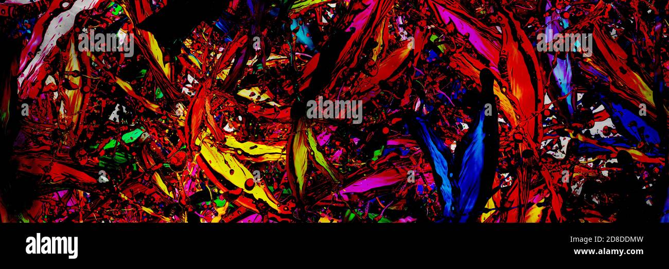 colored splashes in abstract shape, panoramic image Stock Photo