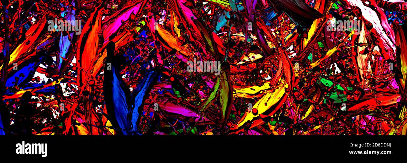 colored splashes in abstract shape, panoramic image Stock Photo