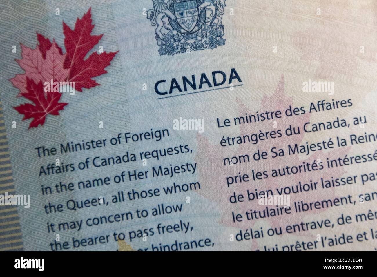 Canada canadian passport travel document hires stock photography and