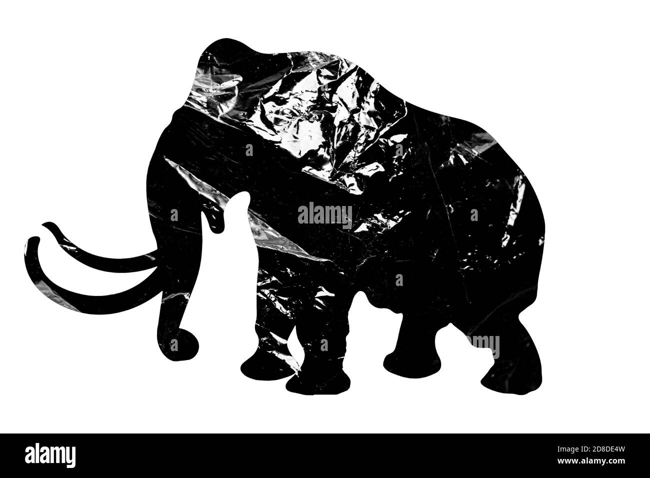 elephant silhouette with polyethylene texture isolated on white background Stock Photo