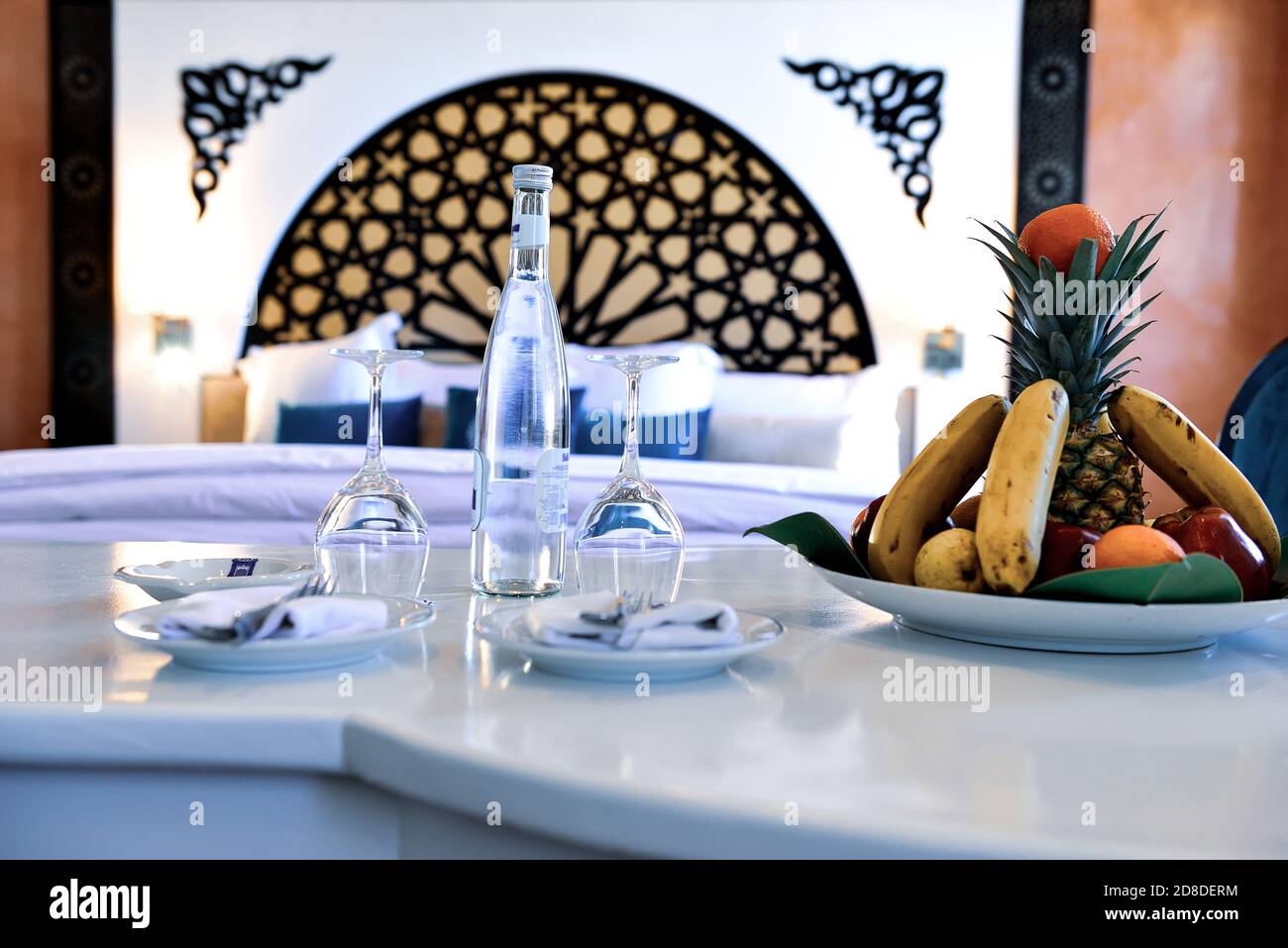 Dining table in a hotel room Stock Photo Alamy
