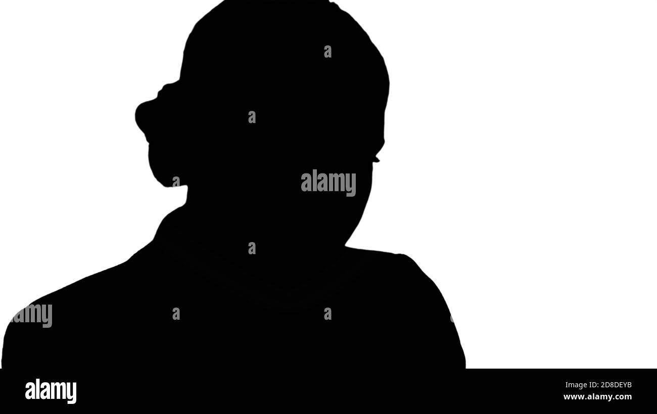 Close up shot. Silhouette Portrait of blonde, casual businesswoman at work  in office. Professional shot in 4K resolution. 007. You can use it e.g. in  Stock Photo - Alamy, image size:1300x821