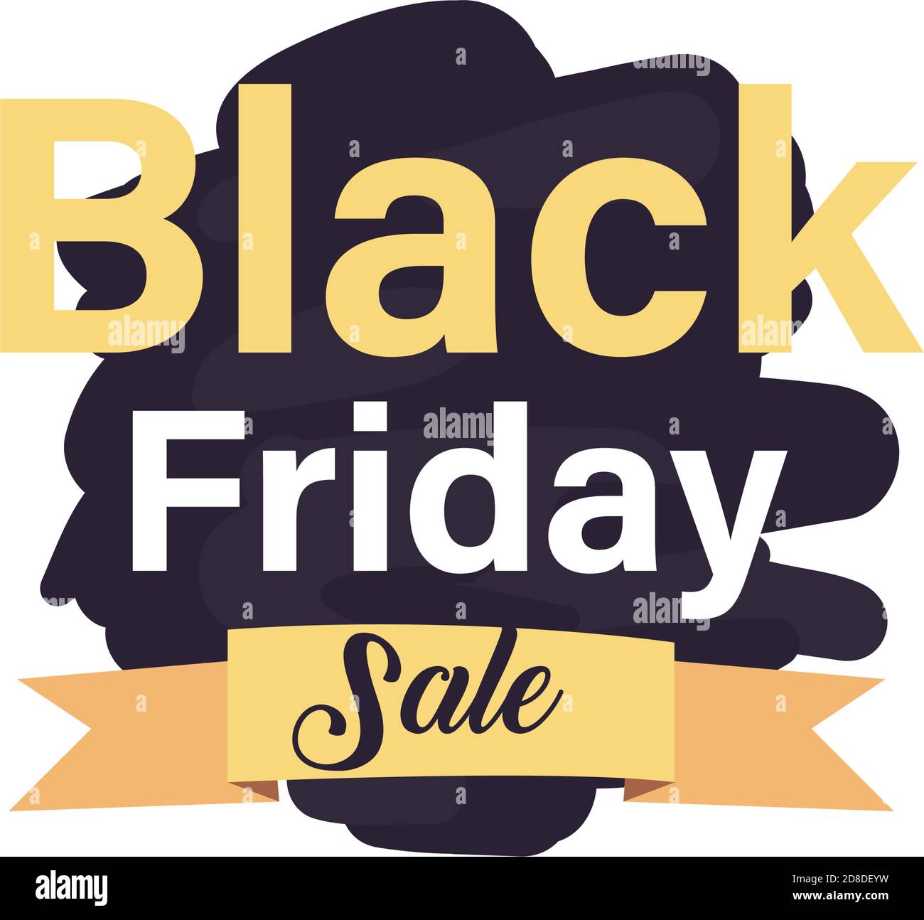 black friday sale on brush stroke with ribbon flat style icon design