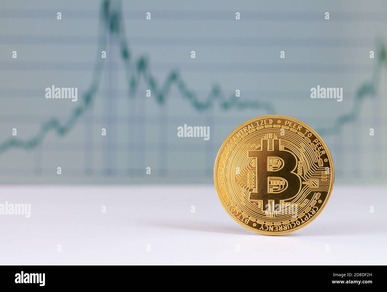 Bitcoin on graph chart background. Virtual cryptocurrency concept Stock Photo