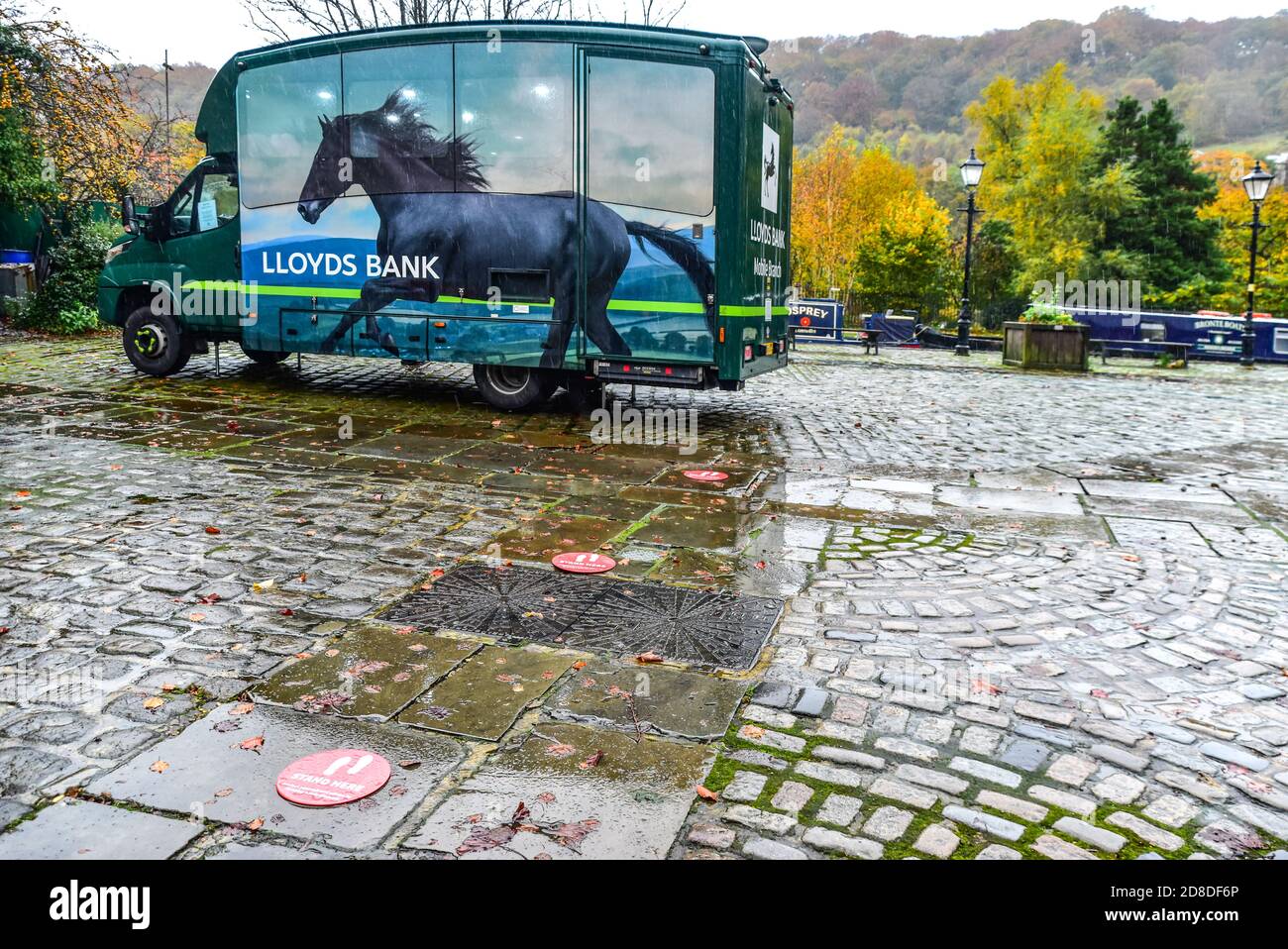 Lloyds Bank mobile branch, Hebden Bridge, West Yorkshire Stock Photo