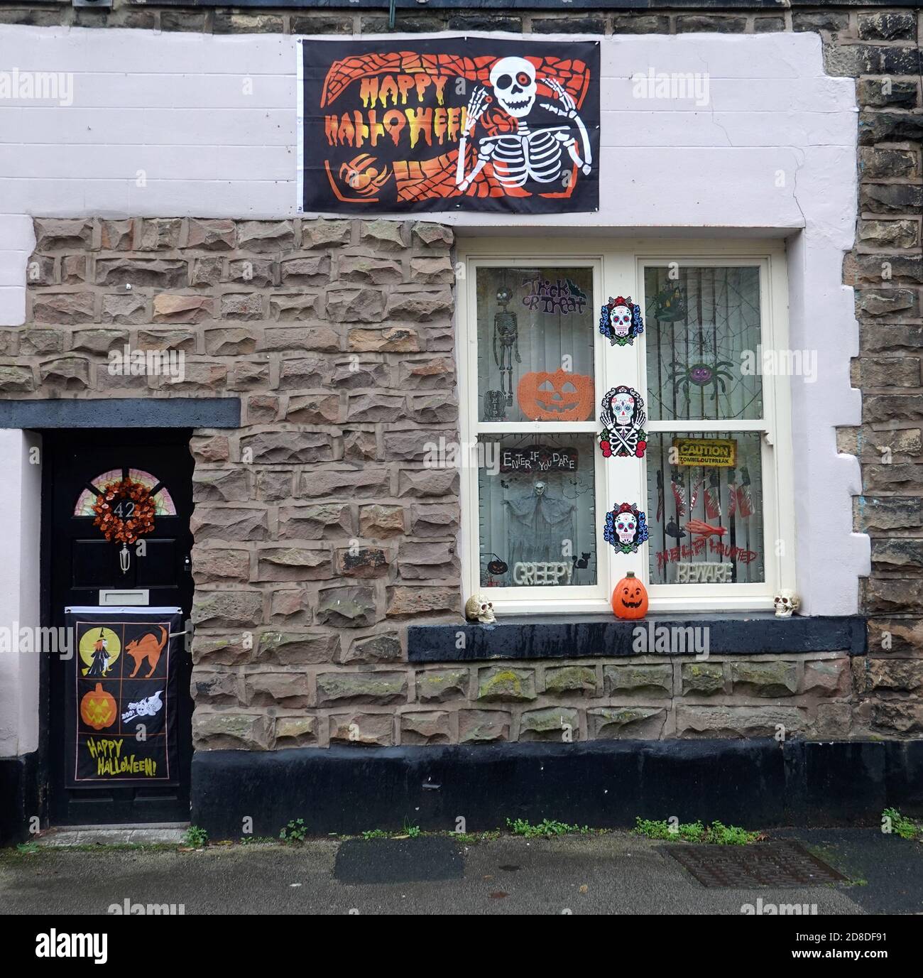 A house in New Mills, Derbyshire enters into the spirit of Halloween
