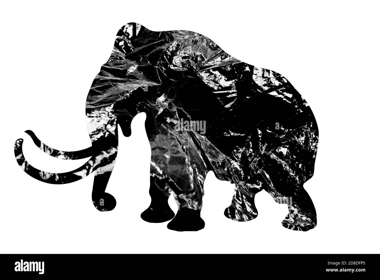 elephant silhouette with polyethylene texture isolated on white background Stock Photo