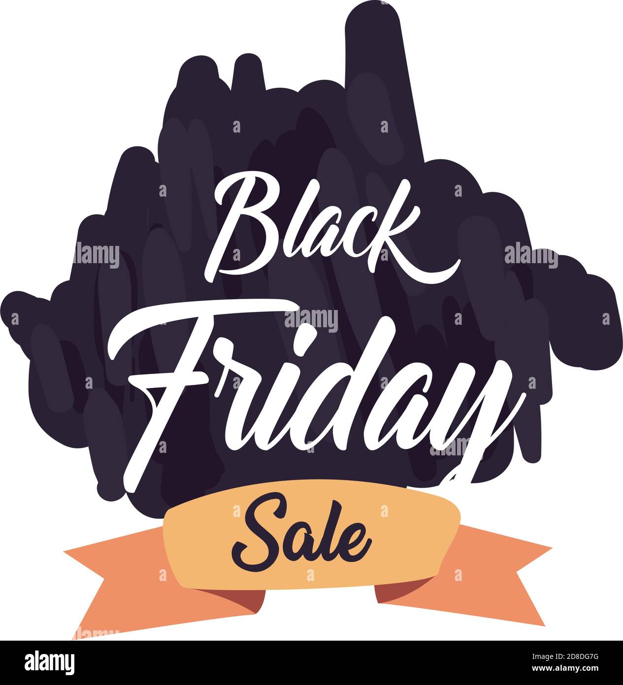 black friday sale on brush stroke with ribbon flat style icon design