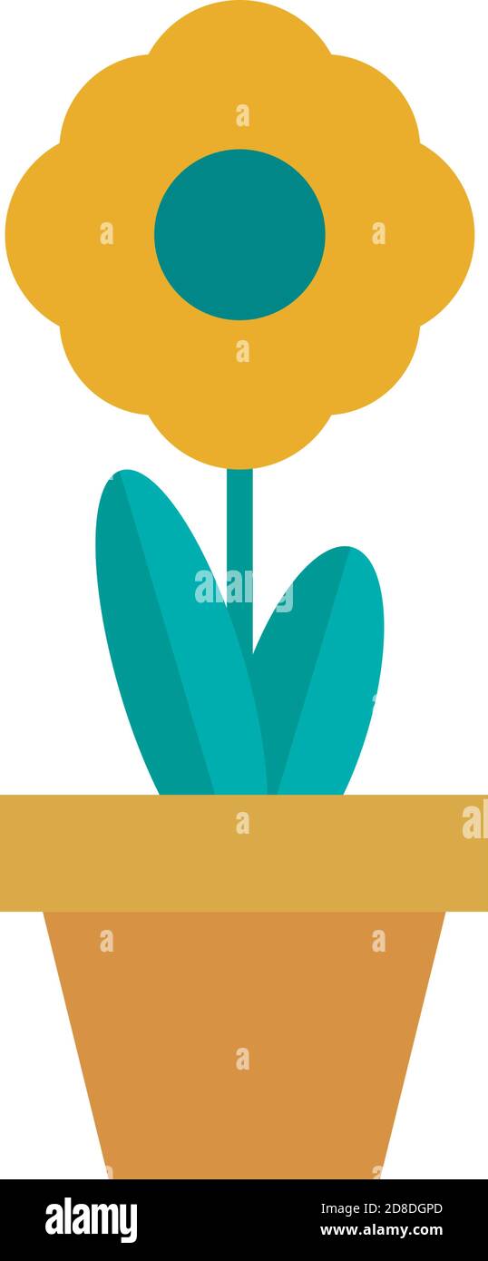 sunflower growth plant in ceramic pot flat style icon vector ...