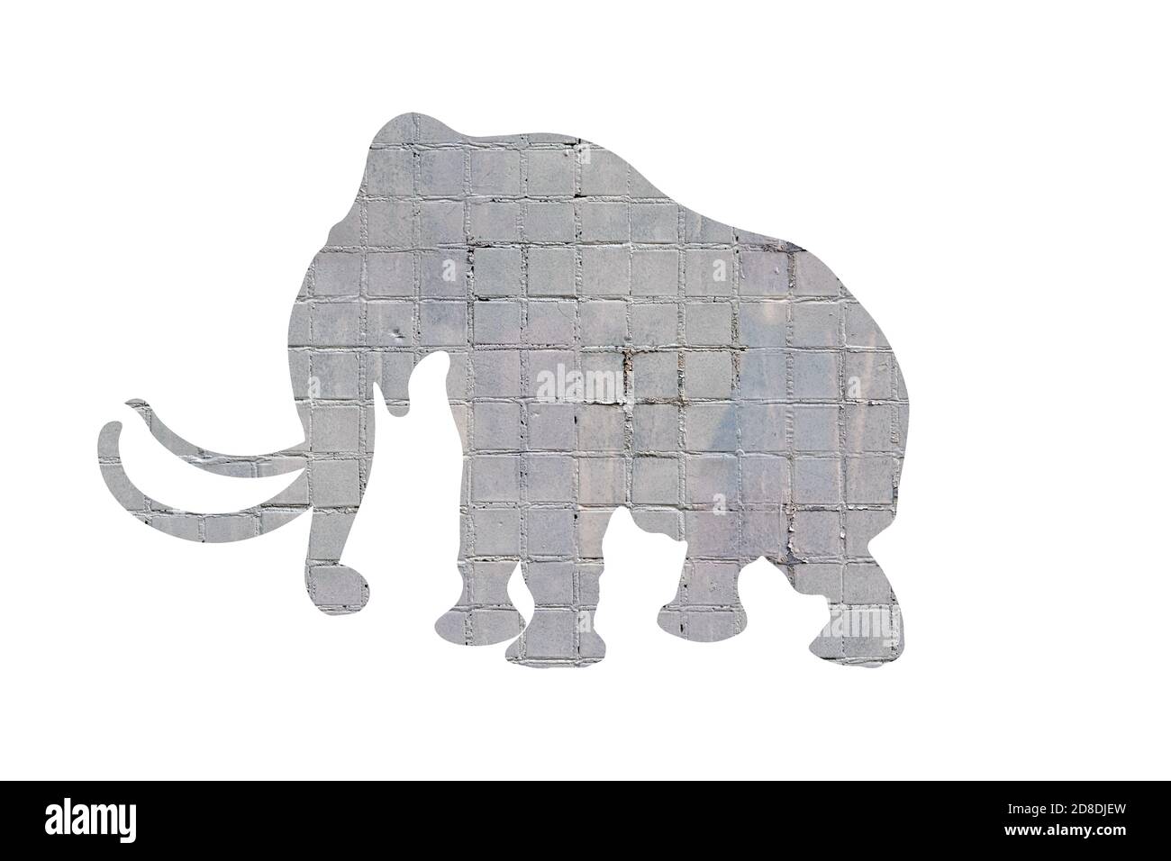 elephant silhouette with stone texture isolated on white background Stock Photo