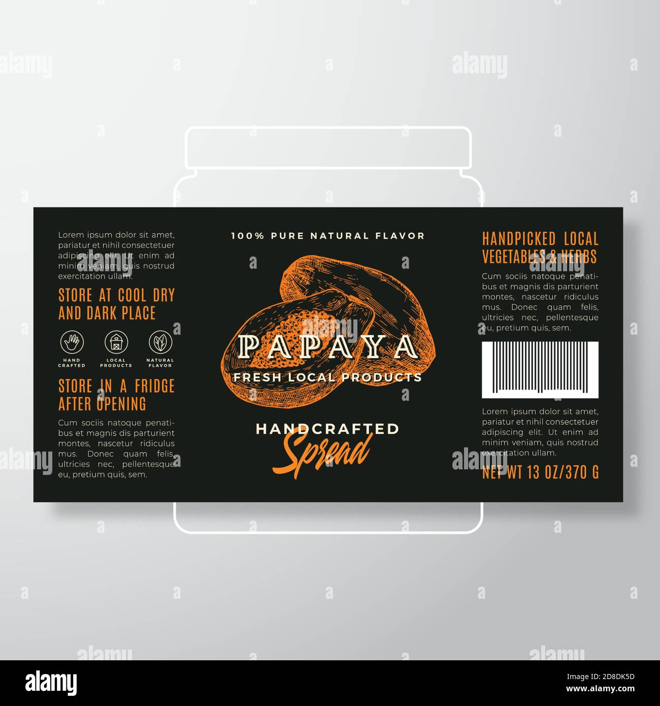 Handcrafted Fruit Spread or Jam Label Template. Abstract Vector