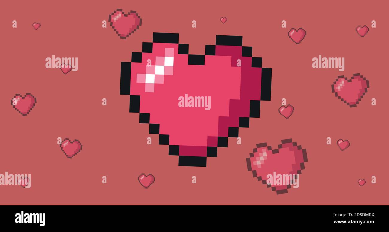Cute Pink Retro Vintage Pixel Heart Icon Stock Vector Image & Art - Alamy