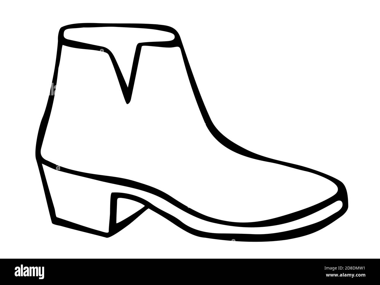 Doodle fashion cowboy boot hand drawn in line art style Stock Vector