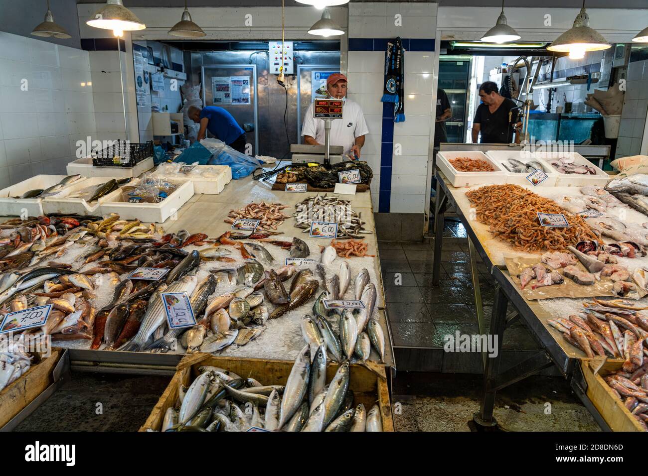 Frischer Fisch in der Markthalle von Chania, Kreta, Griechenland