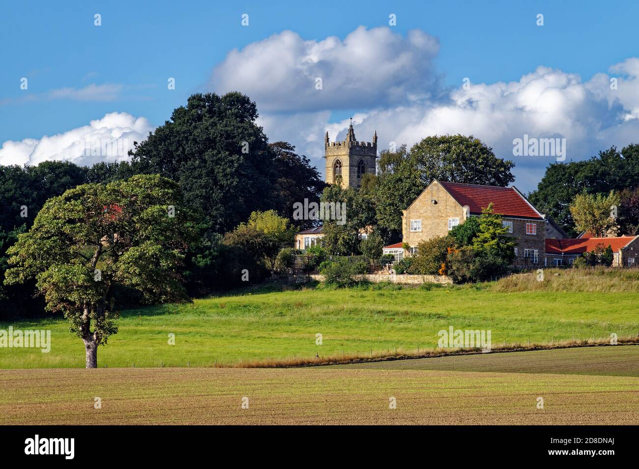 UK,South Yorkshire,Barnburgh,St Peter's Church and surrounding countryside Stock Photo