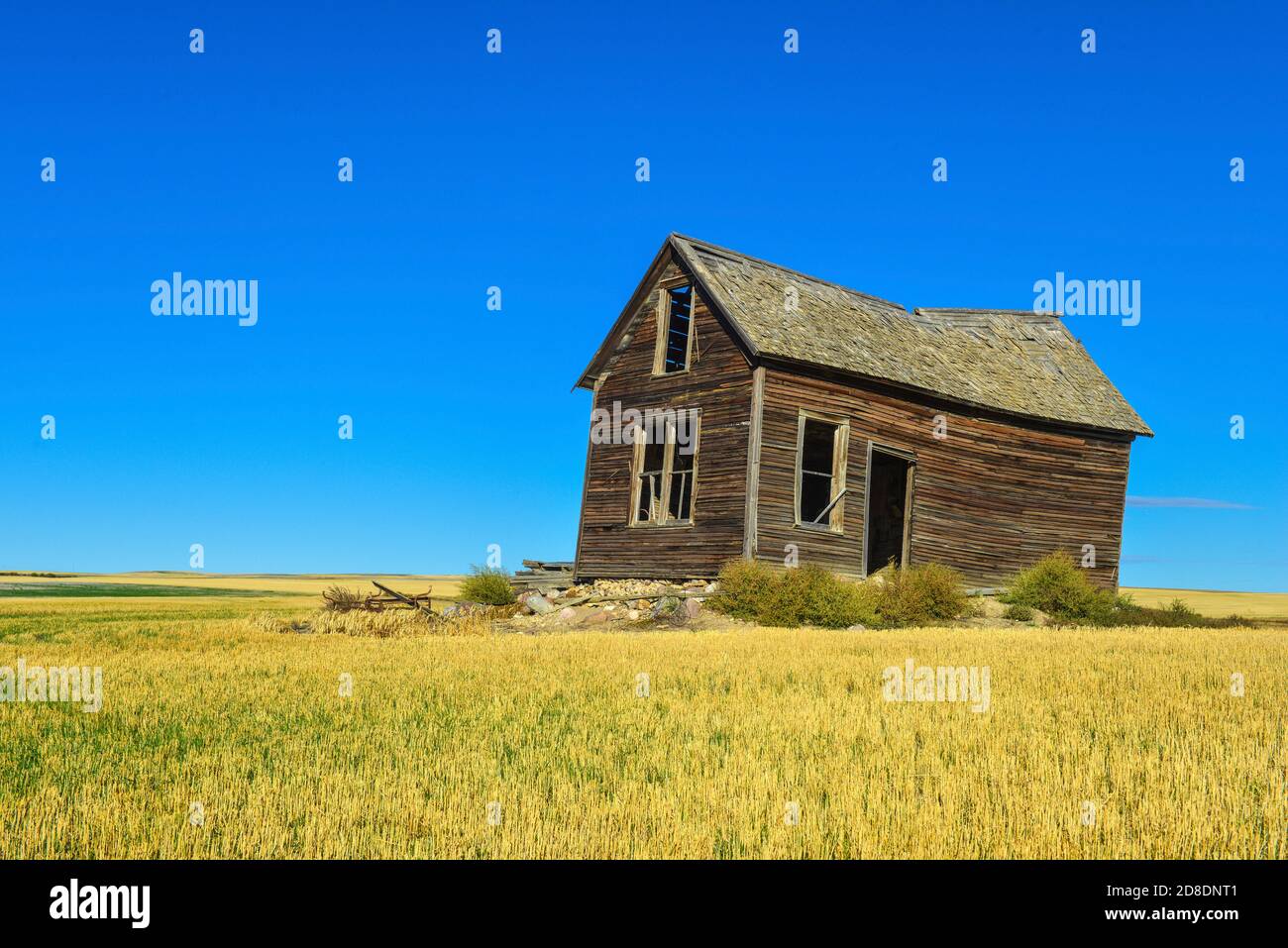 USA, MONTANA, TOOLE COUNTY  Abandoned rural barn  near Ledger on Ledger Road Stock Photo