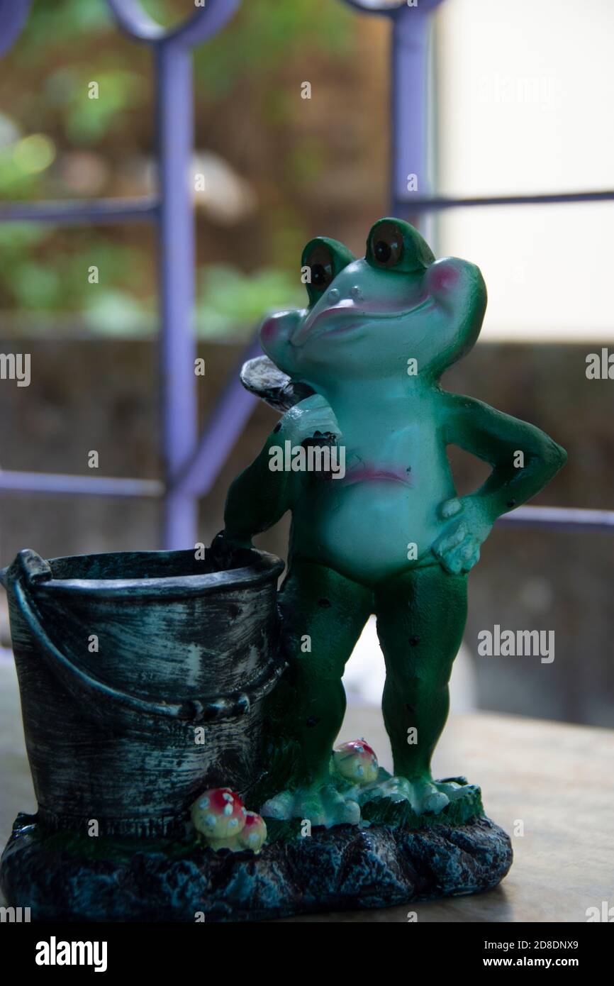 showpiece of frog made by stone Stock Photo