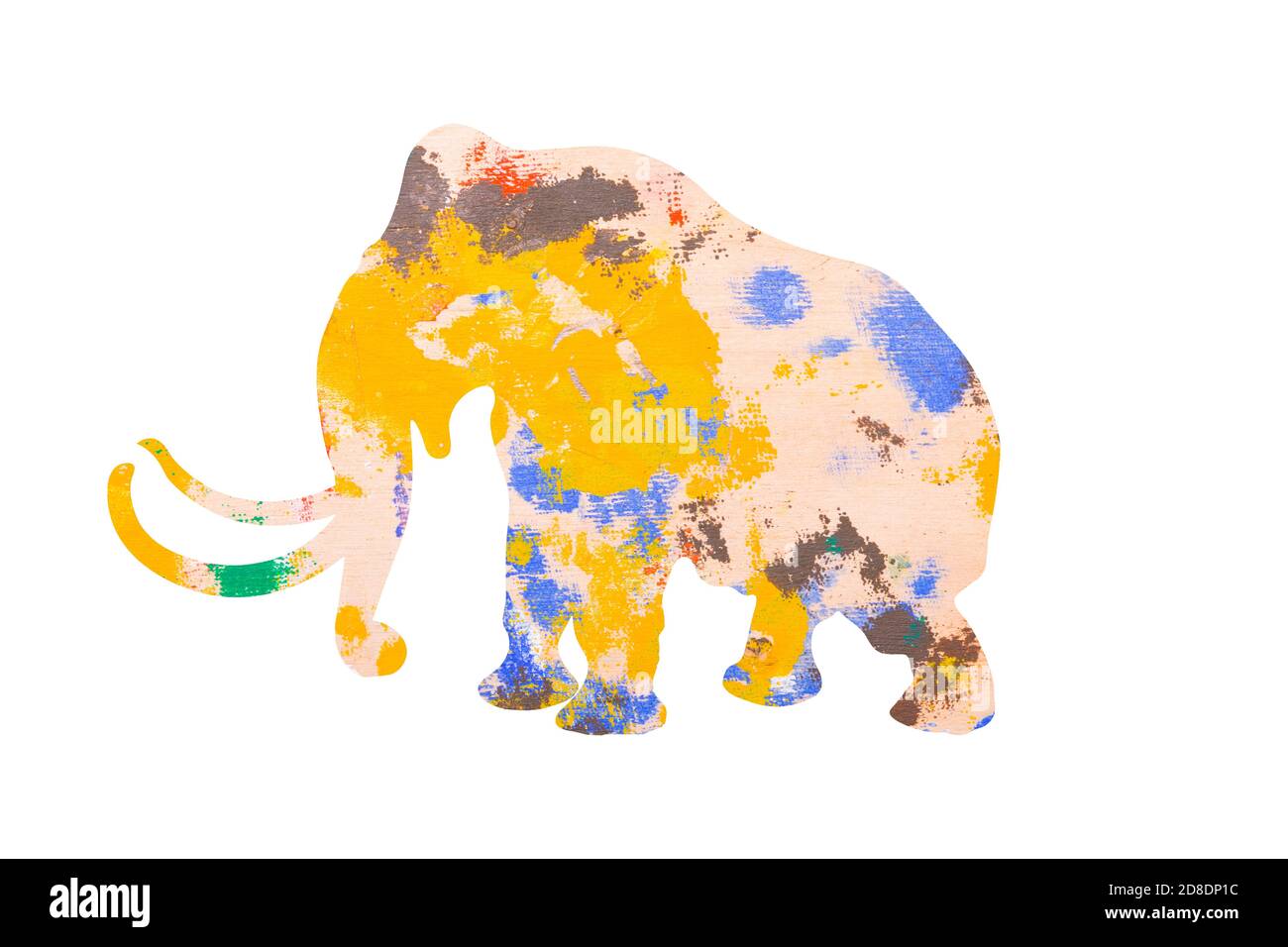 elephant silhouette with color paint texture isolated on white background Stock Photo