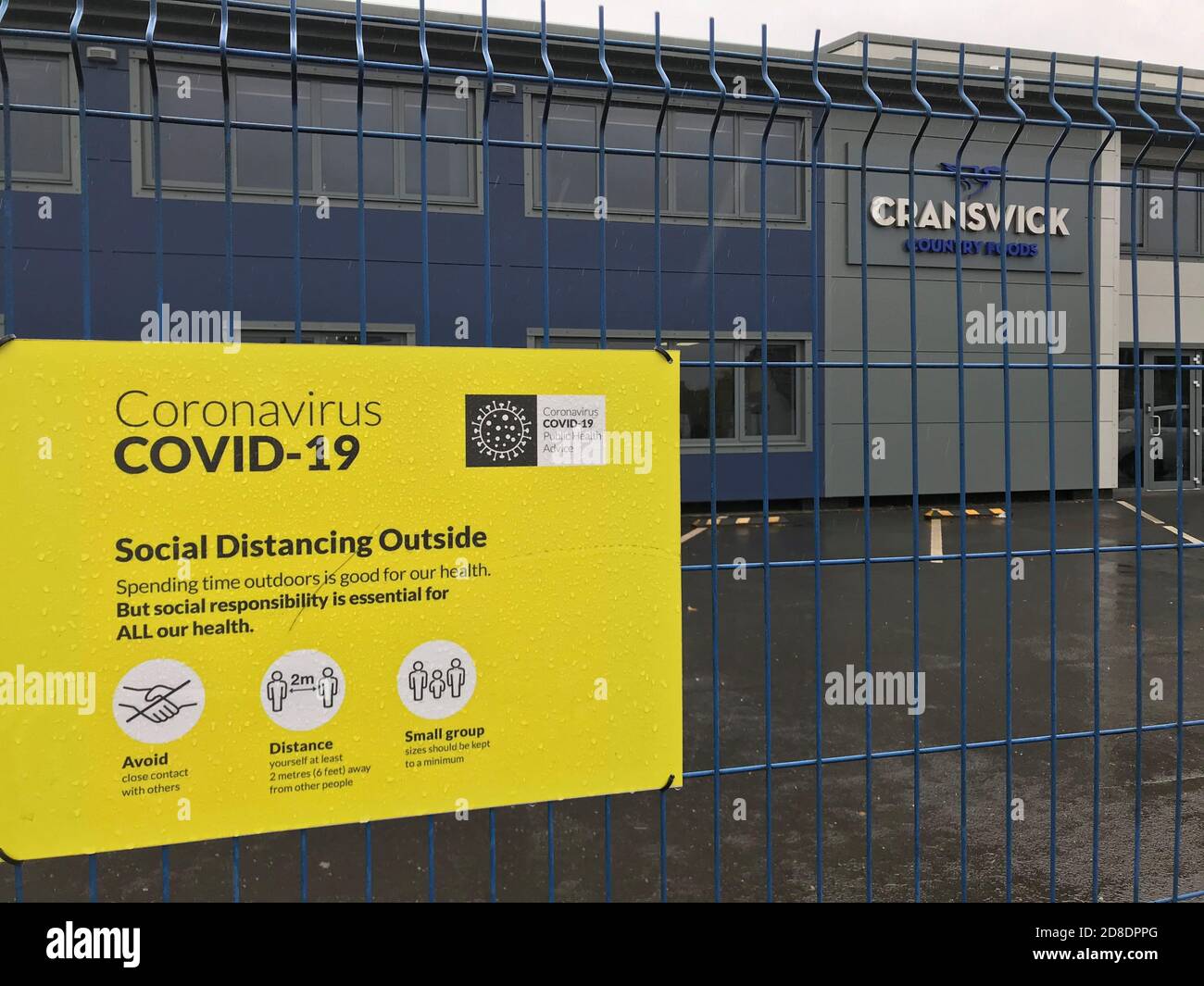 The Cranswick Country Foods meat processing plant in Watton, Norfolk, where there has been a Covid-19 outbreak. A further 35 workers have tested positive for Covid-19 at a Norfolk meat factory, bringing the total to 175. Stock Photo