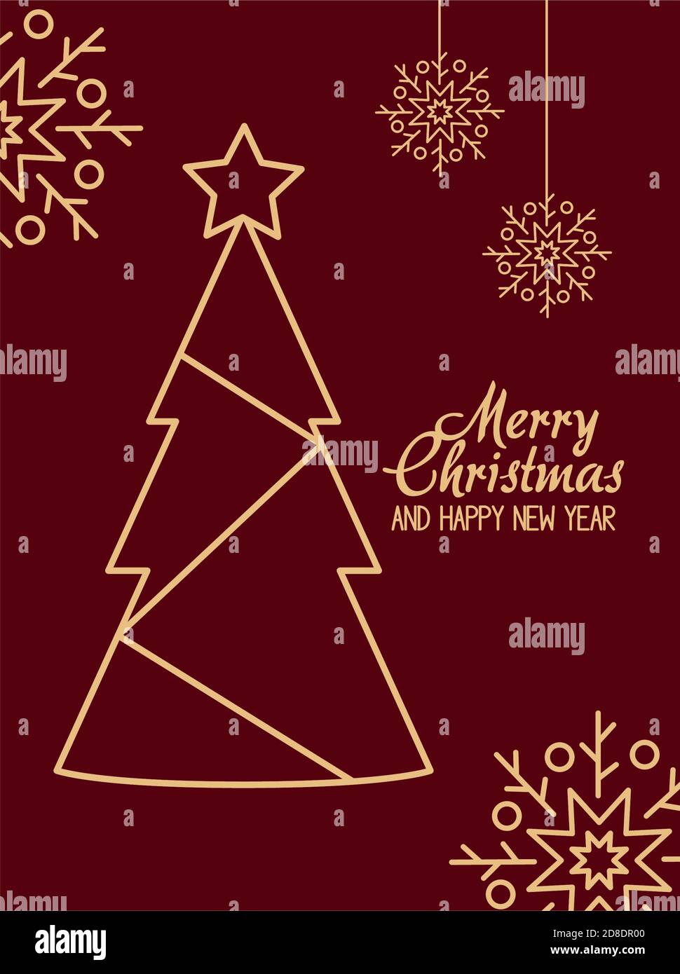 christmas minimalist card with abstract tree and ornaments hanging over ...