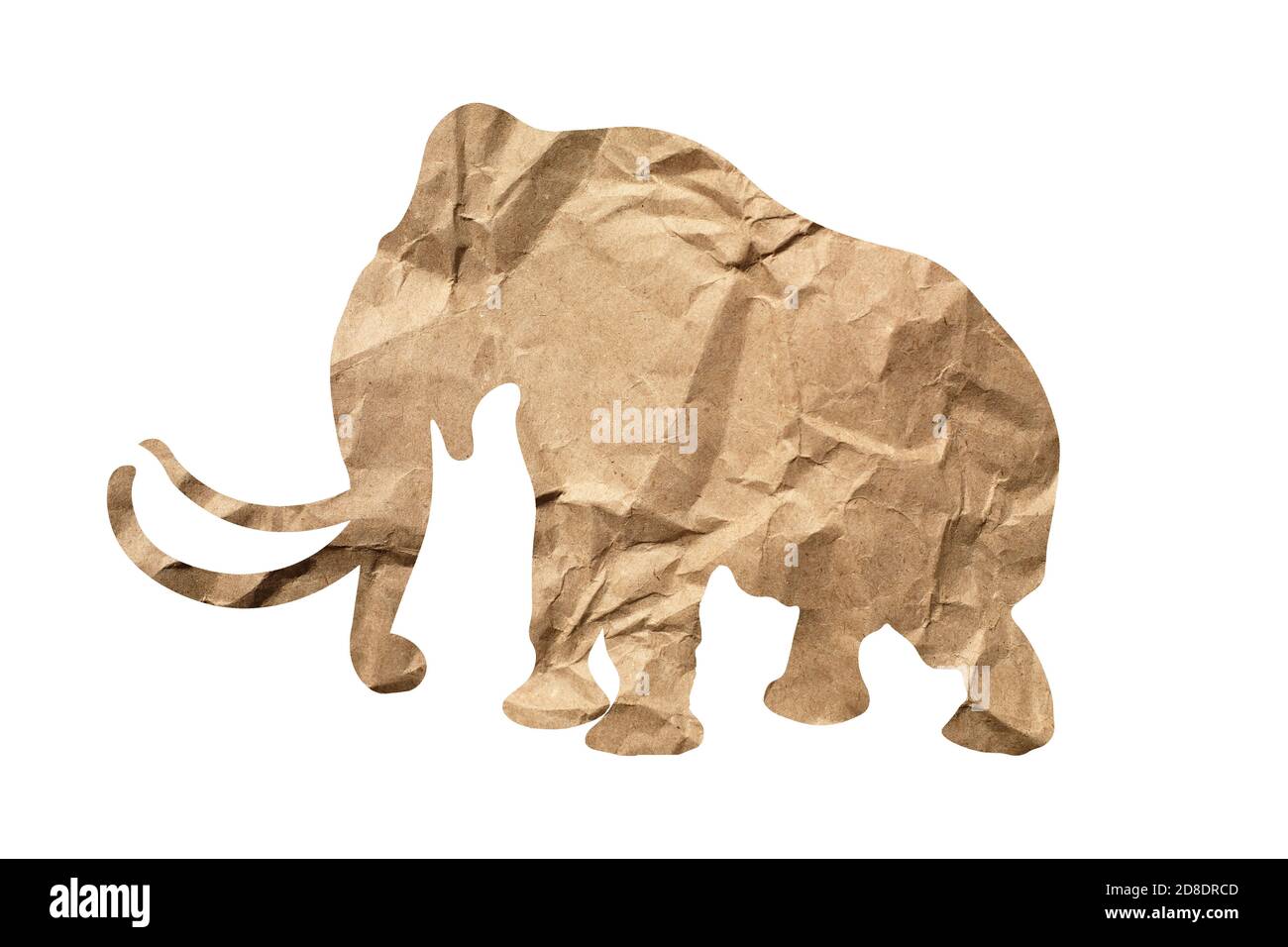 silhouette of an elephant from wrapping paper isolated on white background Stock Photo