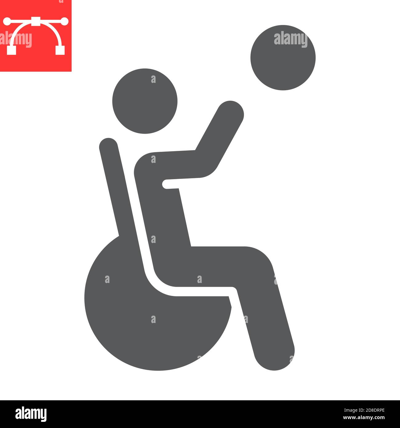 Wheelchair basketball glyph icon, disability and sport, disabled man sign vector graphics