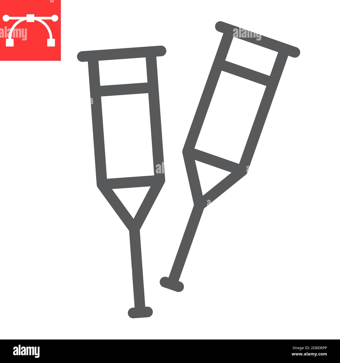 Crutches line icon, disability and equipment, crutch sign vector ...