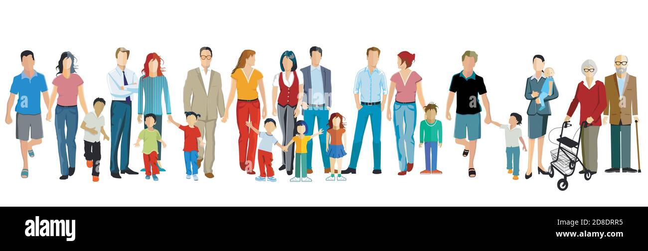 Family groups generations together vector illustration Stock Vector