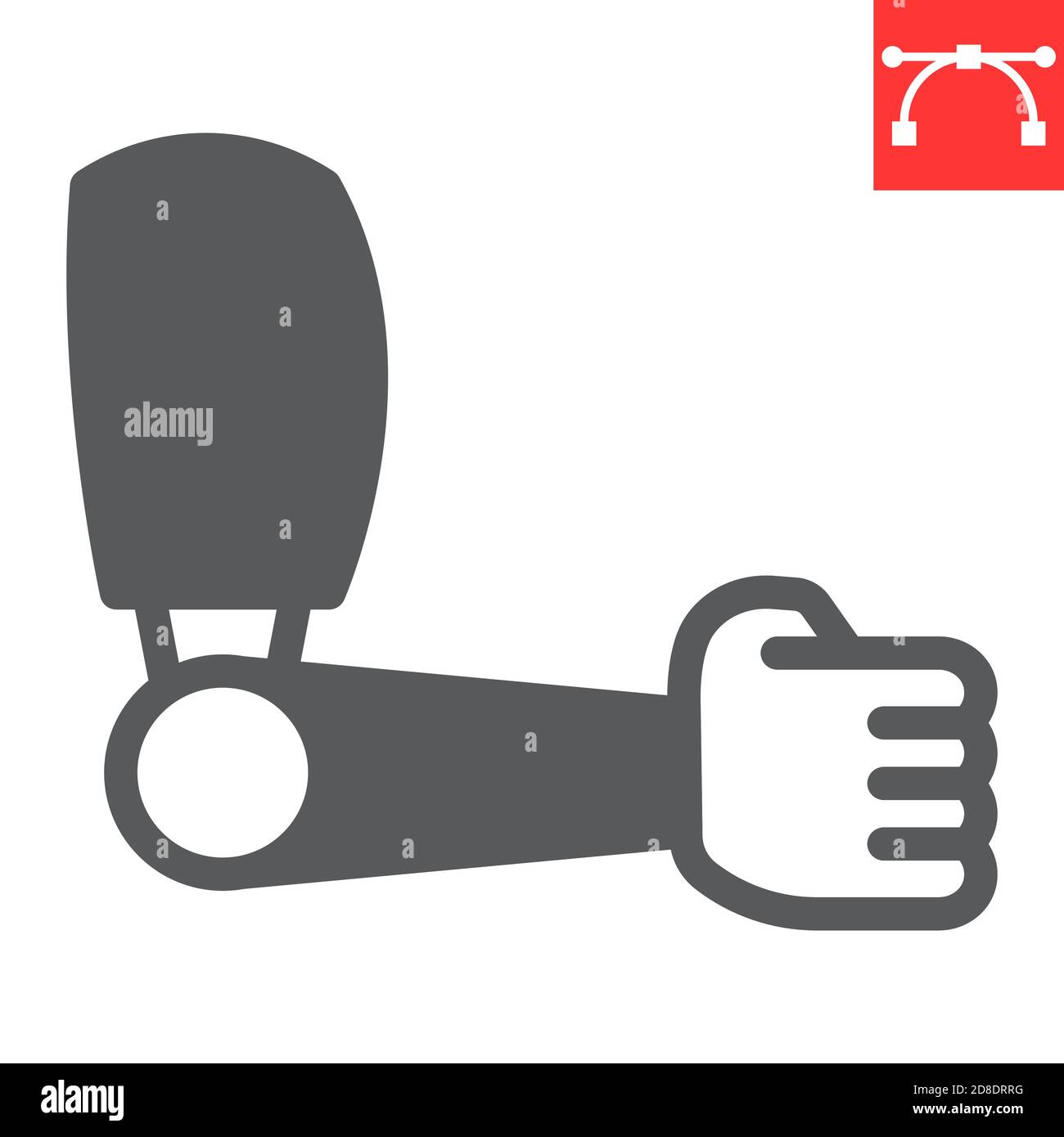 Prosthesis arm glyph icon, disability and artificial, prosthetic arm