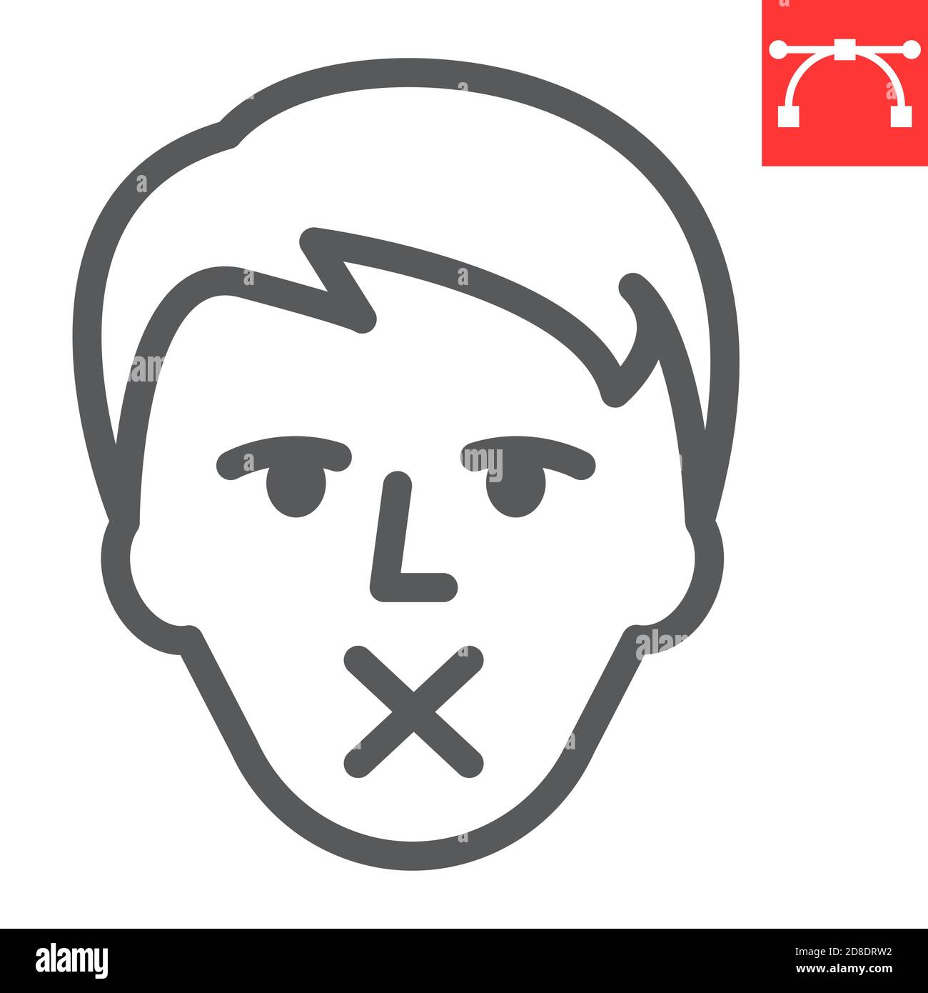 Dumbness line icon, disability and handicapped, dumb and deaf sign