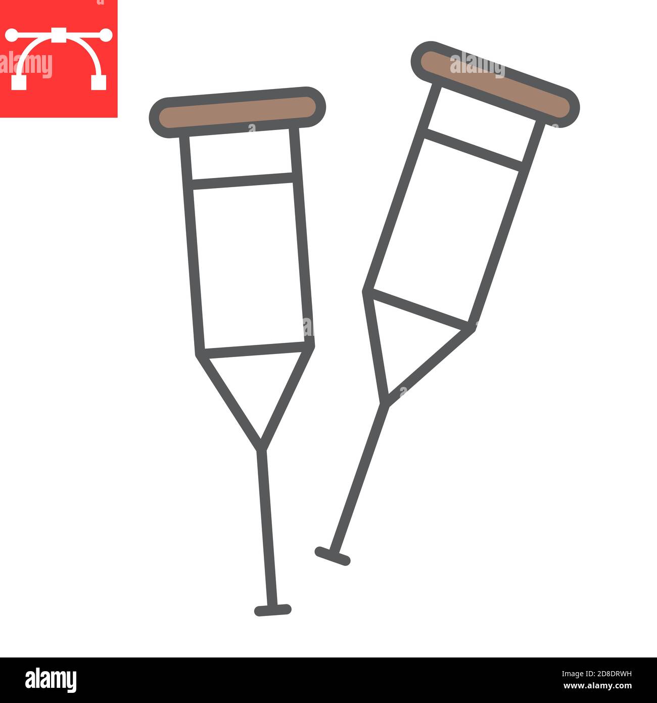 Crutches color line icon, disability and equipment, crutch sign vector ...