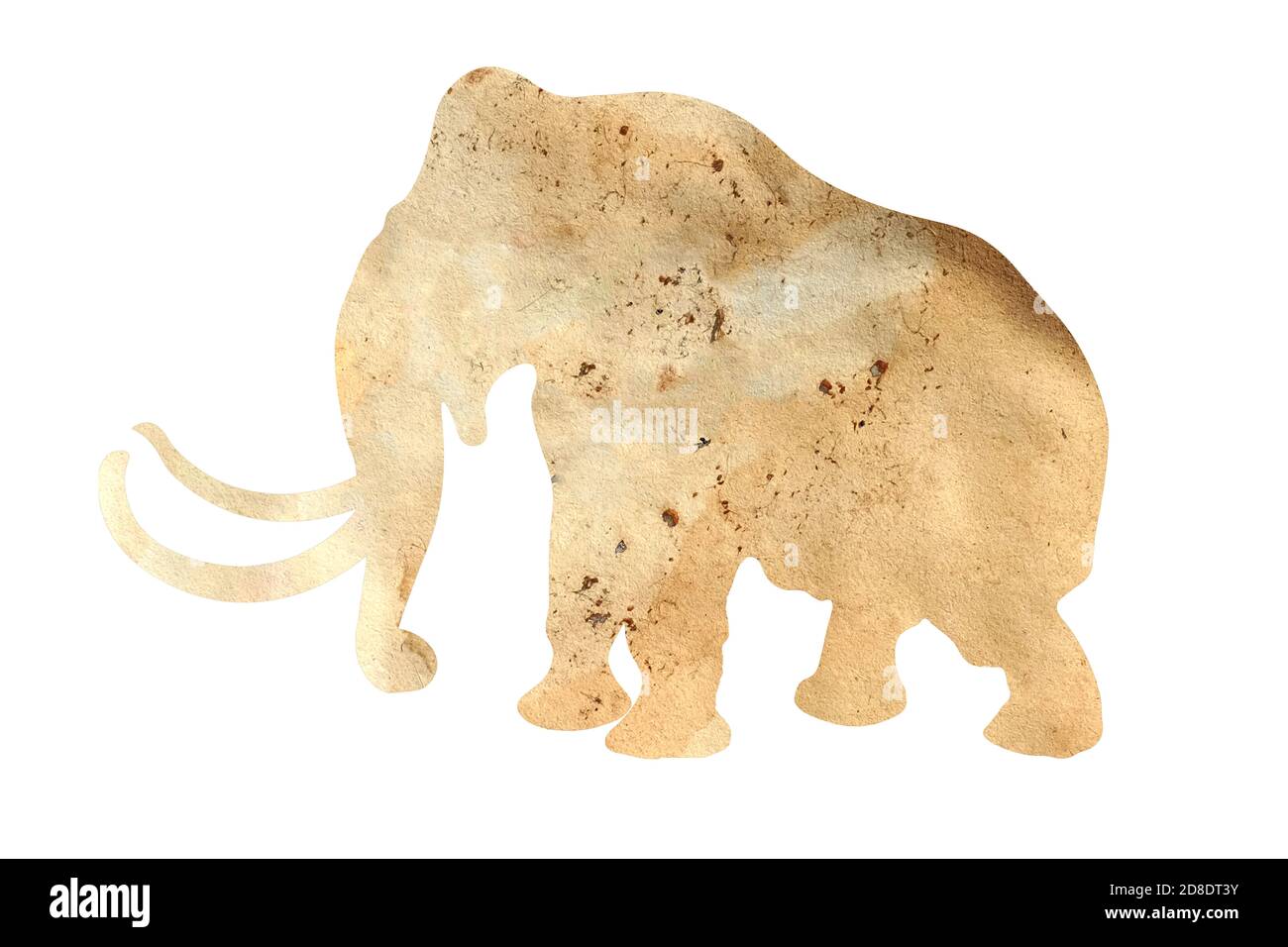 silhouette of an elephant from wrapping paper isolated on white background Stock Photo