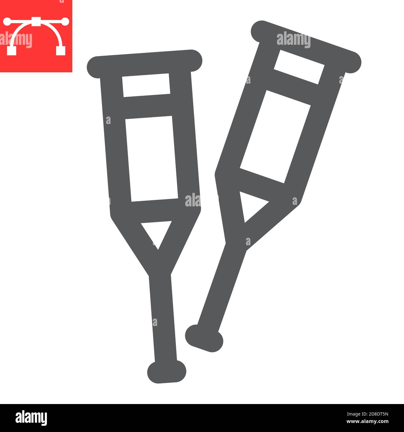 Crutches glyph icon, disability and equipment, crutch sign vector ...