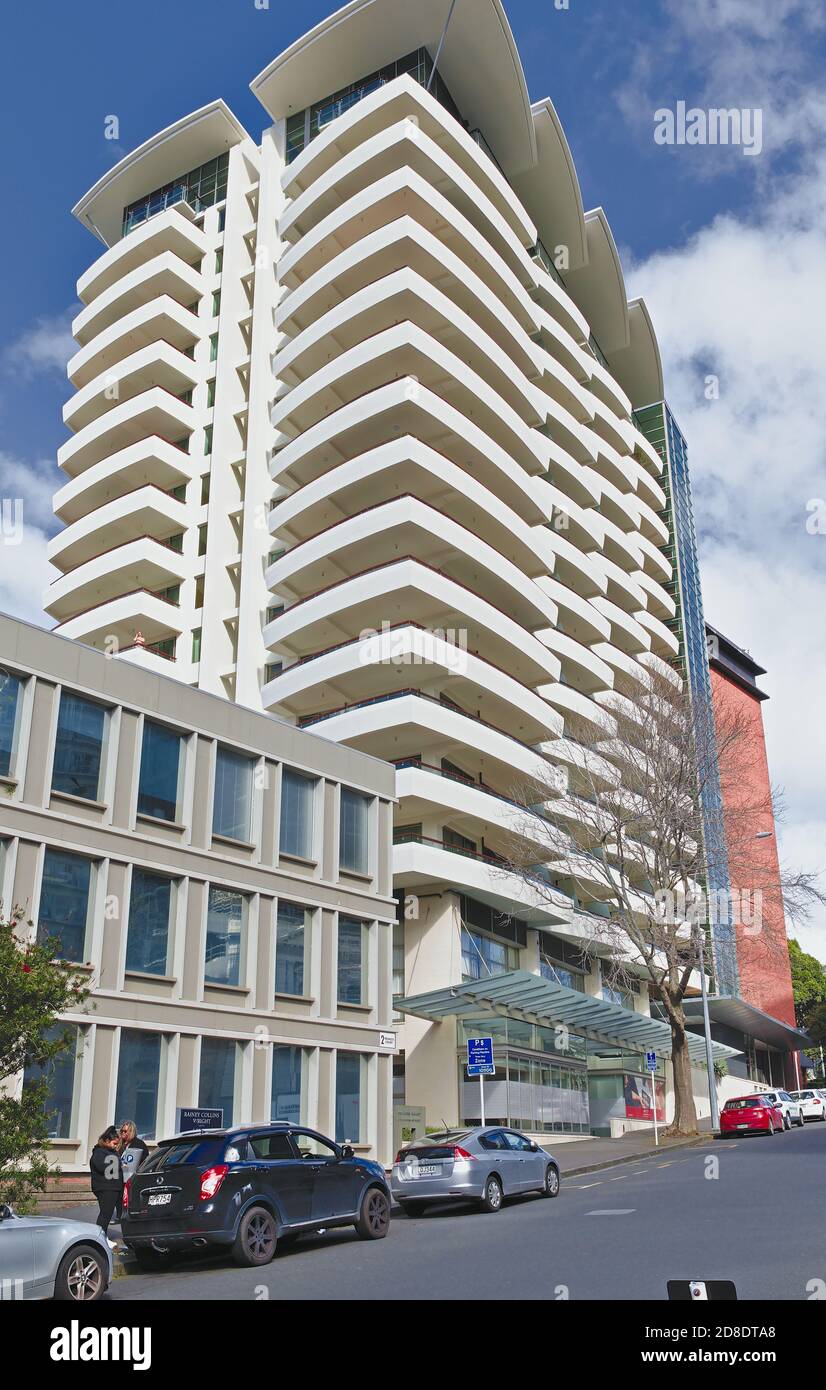 AUCKLAND, NEW ZEALAND - Aug 24, 2019: View of 6 Princes Street apartment building Stock Photo