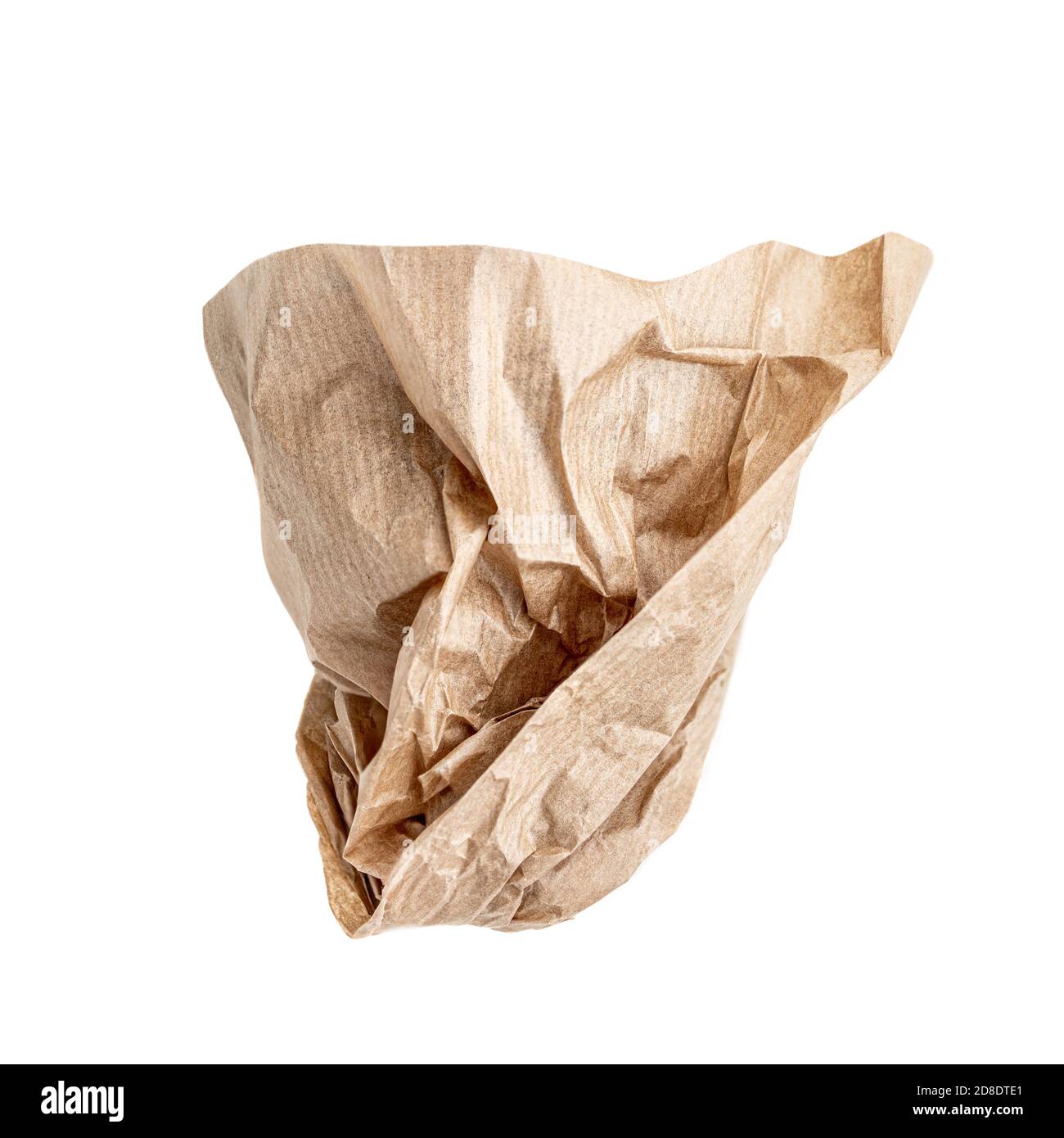 Crumpled paper ball isolated on white background. Eco paper bag close up  Stock Photo - Alamy