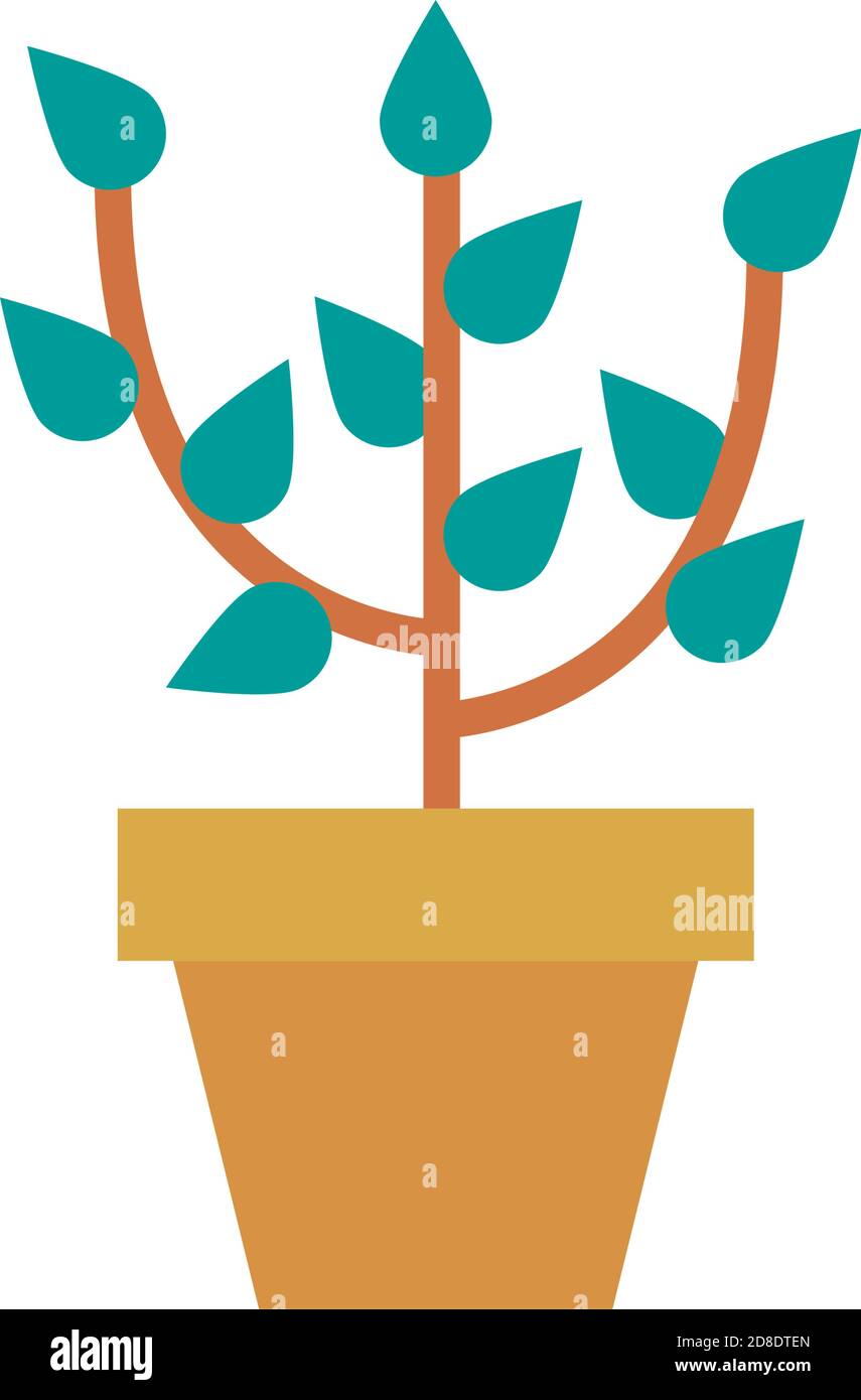 growth plant in ceramic pot flat style icon vector illustration design ...