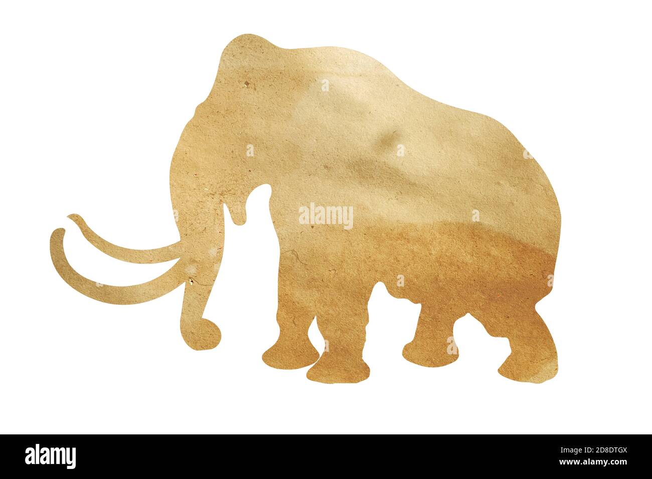 silhouette of an elephant from wrapping paper isolated on white background Stock Photo