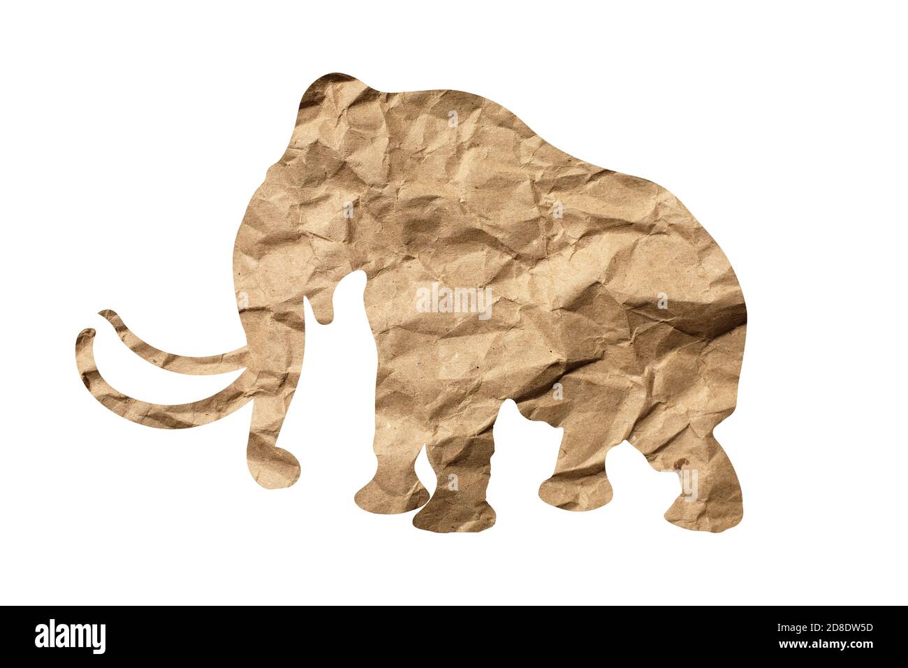 silhouette of an elephant from wrapping paper isolated on white background Stock Photo