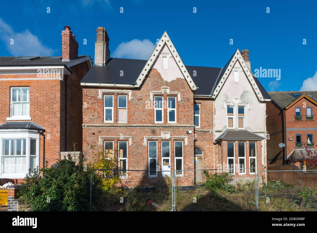 Large derelict detached victorian house in Harborne, Birmingham undergoing major refurbishment Stock Photo