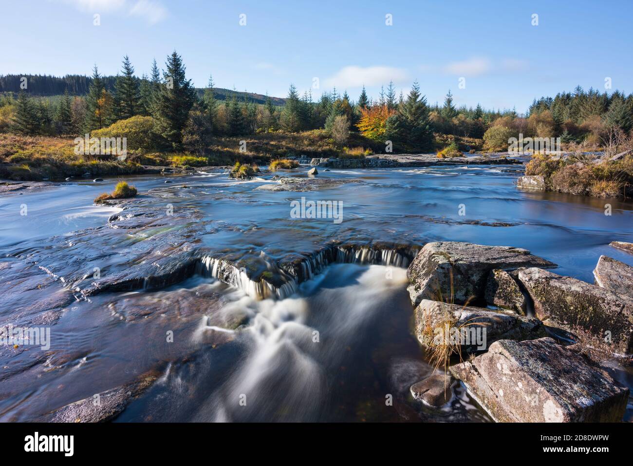 Otter Pools in autumn, River Dee, Galloway Forest, Dumfries & Galloway, Scotland Stock Photo